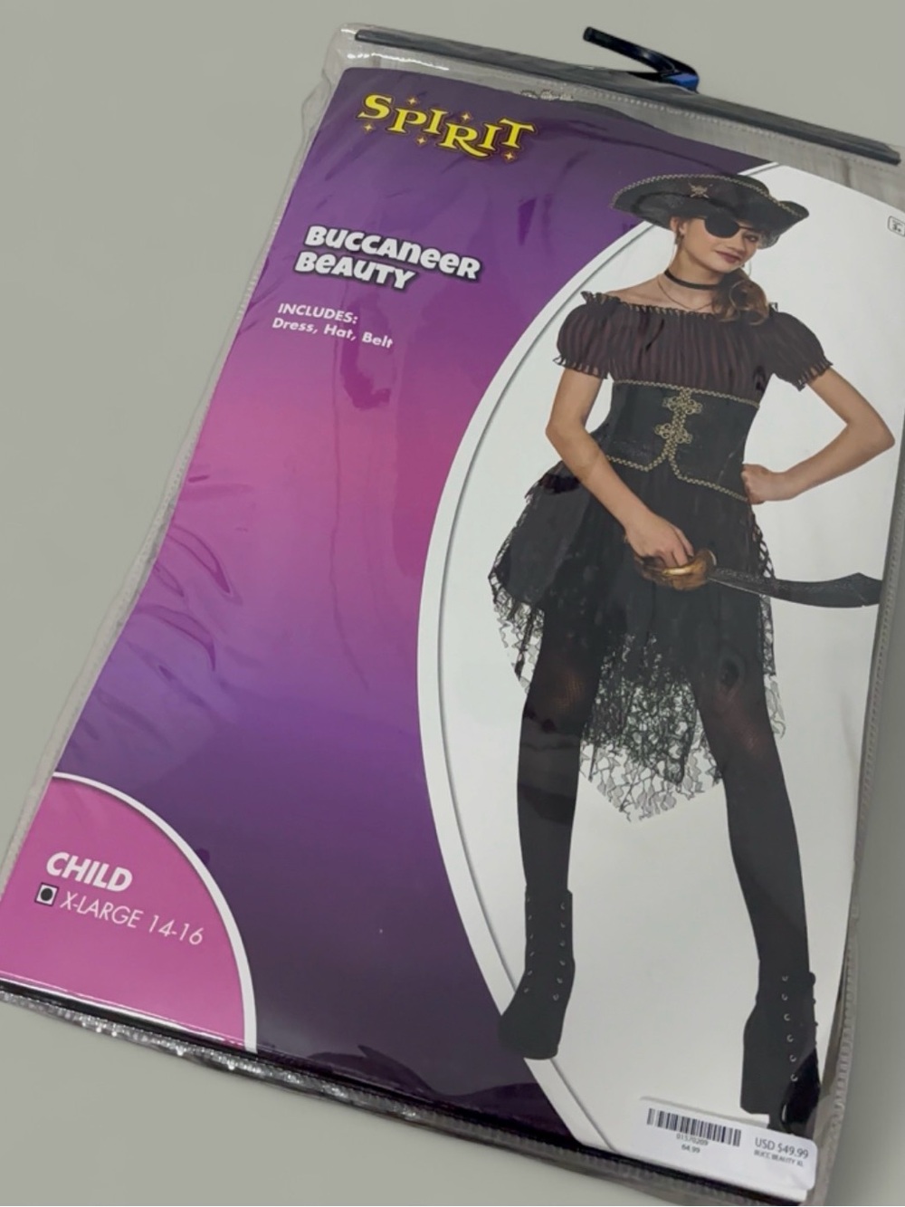 Spirit Black and Gold Buccaneer Beauty Kids Pirate Costume